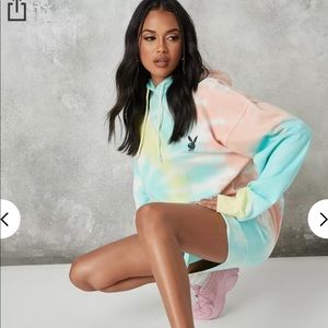 Missguided Tye-die Playboy Sweatshirt Dress